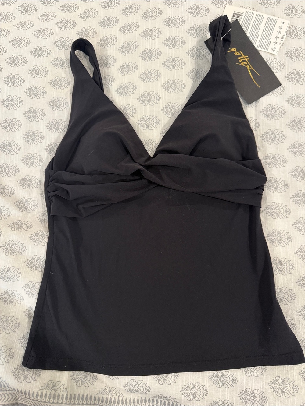 Gottex NWT Black Twist-Front Tankini bathing suit top